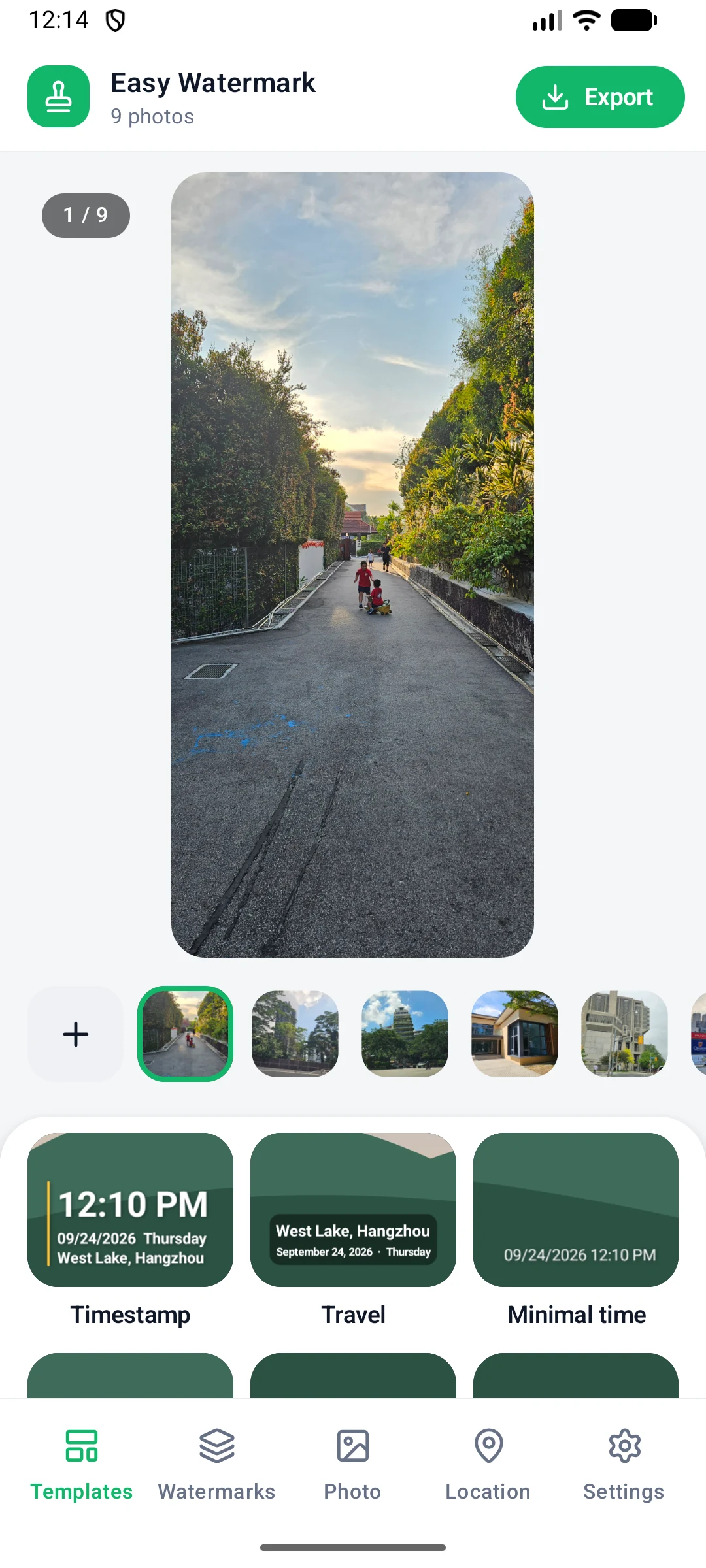The 11 watermark templates in the Android app