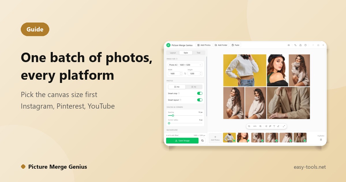 One Set of Photos, Many Platforms: Choose the Canvas Size First, Then Collage