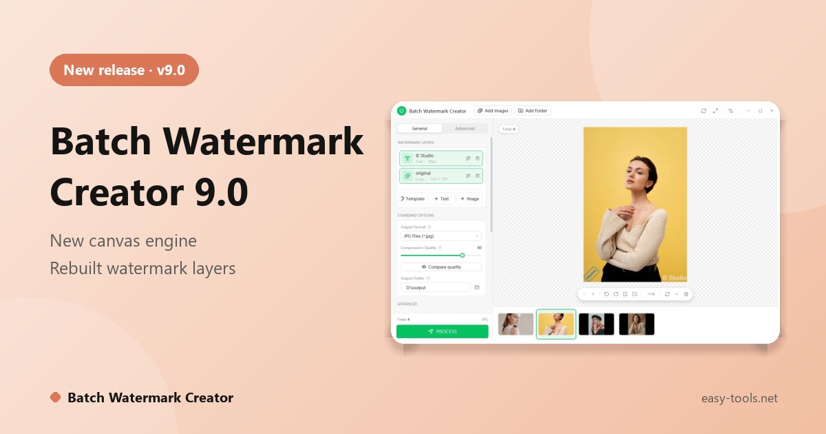Batch Watermark Creator 9.0: New Canvas Engine and Rebuilt Watermark Layers