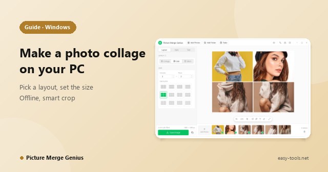 How to Make a Photo Collage on a PC: Layouts, Canvas Size and Smart Cropping, Offline