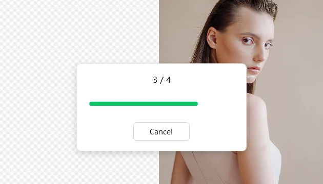Progress dialog while a batch is being processed, showing the current image out of the total