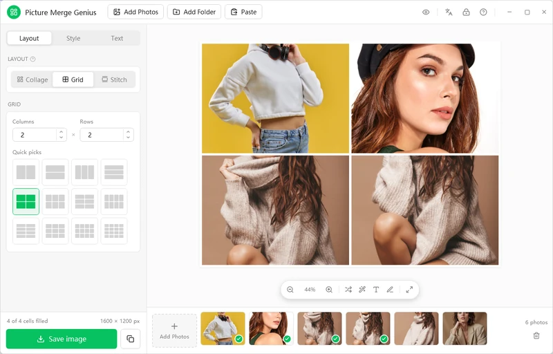 Picture Merge Genius Grid mode