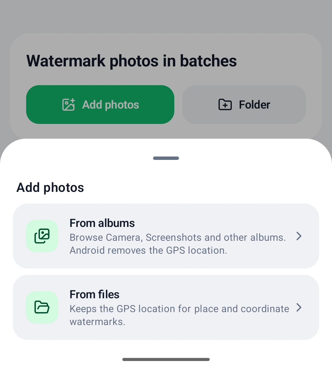 Choose where photos come from