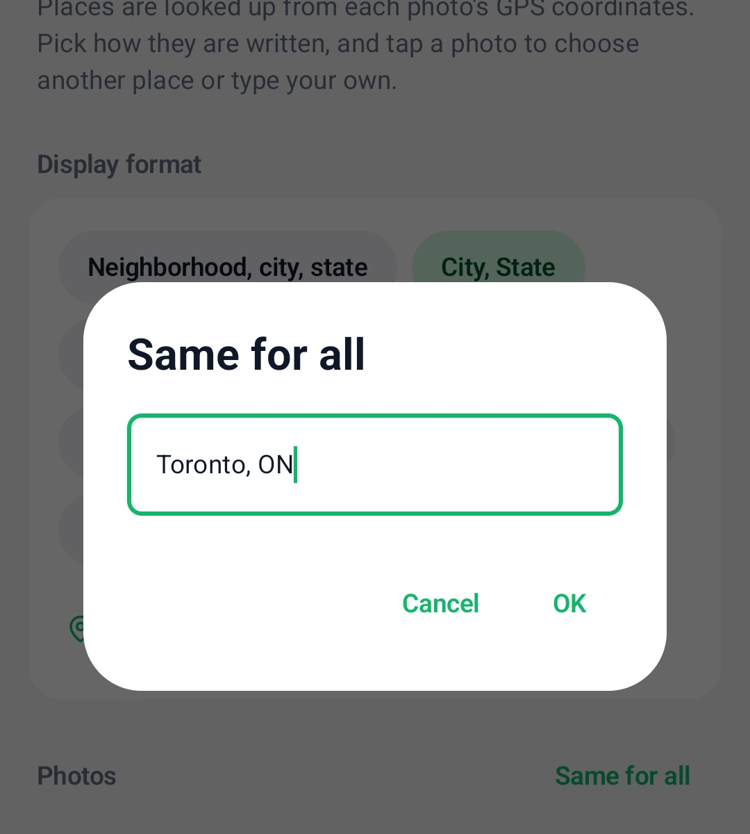 Same place for all photos