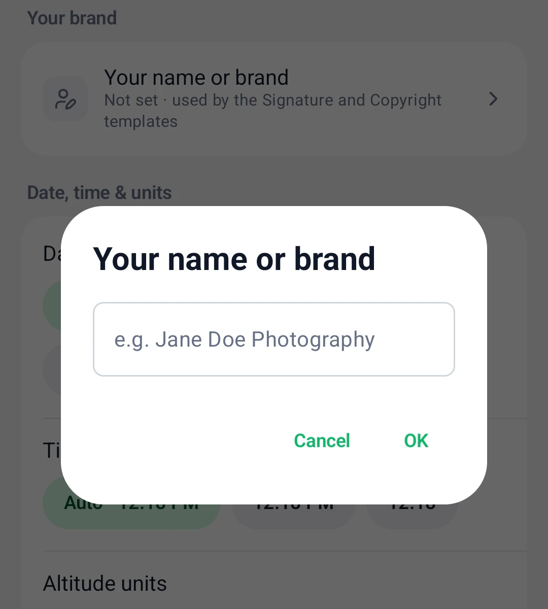 Your name or brand